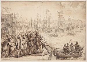 Cristiano II lascia Copenaghen nel 1523 da Adam Willaerts