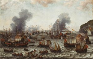 La battaglia di Gibilterra, tra le flotte olandesi e spagnole, 25 aprile 1607, 1639