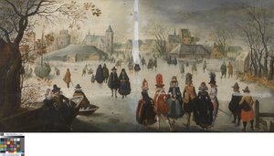 German: Paesaggio invernale con pattinatori Paesaggio invernale con pattinaggio da Adam van Breen