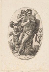 Satiro con flauto di Pan e una ninfa da Adamo Scultori