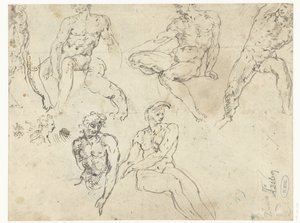 Studi di uomini nudi seduti, gli Ignudi da Adamo Scultori