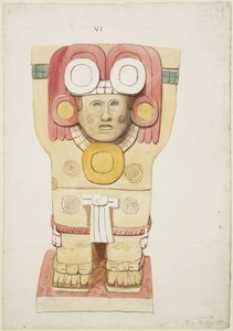 Cariatide dalla camera esterna, Tempio A, campo da gioco, Chichen Itza, Messico da Adela Breton