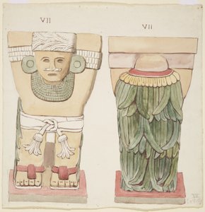 Cariatide dalla camera esterna, Tempio A, campo da gioco, Chichen Itza, Messico da Adela Breton