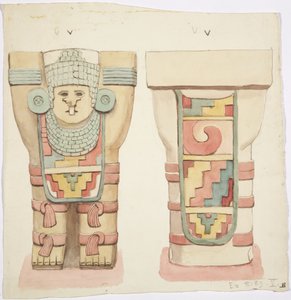 Cariatide dalla camera esterna, Tempio A, campo da gioco, Chichen Itza, Messico da Adela Breton