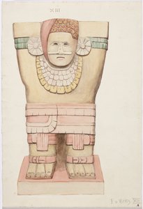 Cariatide dalla camera esterna, Tempio A, tempio del campo da gioco, Chichen Itza, Messico da Adela Breton