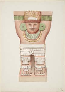 Cariatide dalla camera esterna, Tempio A, tempio del campo da gioco, Chichen Itza, Messico da Adela Breton