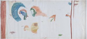 Copia di un dipinto murale dalla piccola camera Acanceh, Messico Linee a matita, acquerello In tre parti da Adela Breton
