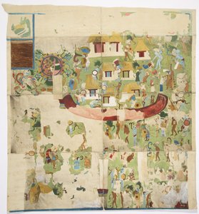 Dipinto di un murale dal pannello nord sulla parete ovest, Tempio A, Grande Campo da Gioco, Chichen Itza, Yucatan, Messico da Adela Breton