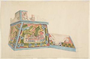 Dipinto di un rilievo in pietra da Xochicalco, Messico da Adela Breton