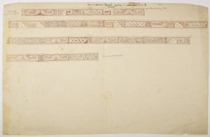 Rovine/rilievi in pietra al Tempio di Uxmal, Messico (raffigurante fregio) da Adela Breton