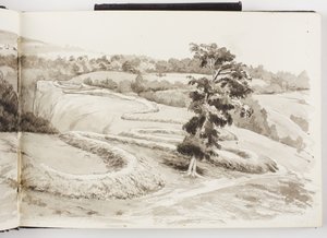 Taccuino di disegni a inchiostro e grafite e acquerelli