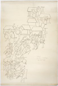 Tracciato di un dipinto murale dalla parete ovest, Tempio Superiore dei Giaguari, Chichen Itza, Messico da Adela Breton