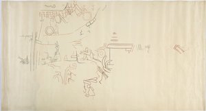 Tracciato di un dipinto murale dalla Casa de Monjas, Chichen Itza, Messico da Adela Breton