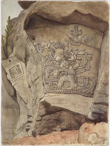 Rilievo in pietra da Piedra de Malinche, Tula, Hidalgo, Messico da Adela Breton