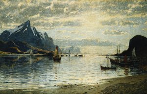 Una Scena di Fiordo con Vele da Adelsteen Normann