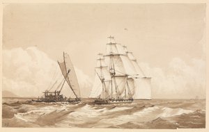 Doppia canoa al largo di Moalu, Isole Feejee, 26 settembre 1849 [Fiji] da Admiral Sir Edward Gennys Fanshawe