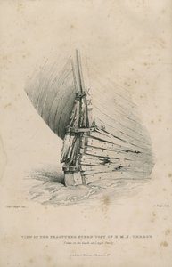 Vista del timone fratturato della H.M.S. Terror: presa sulla spiaggia di Lough Swilly