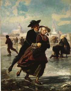 Amanti che pattinano da Adolf Alexander Dillens