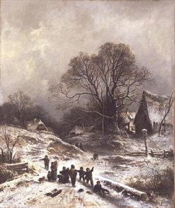 Bambini che giocano nella neve da Adolf Heinrich Lier