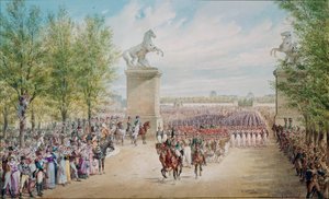Lo zar Alessandro I sugli Champs Elysees con il suo esercito a Parigi nel 1814 da Adolf Jossifowitsch Charlemagne