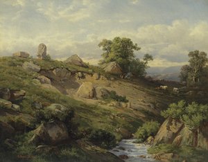 Pendio della valle con frana, 1861 da Adolf Mosengel