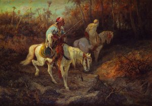 Cavalieri arabi al margine di un bosco