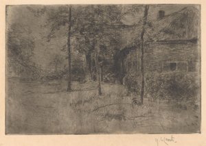 Fattoria con tetto di paglia da Adolf le Comte (signed by artist)
