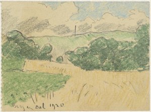 Campo di grano tra gli alberi da Adolf le Comte