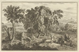 Donna colpita da una freccia in un paesaggio arcadico da Adolf van der Laan