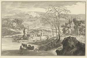 Paesaggio invernale con vista su una città da Adolf van der Laan