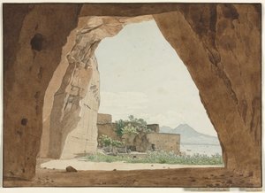 Il Vesuvio e la Baia di Napoli da una grotta, 1820 da Adolf von Heydeck
