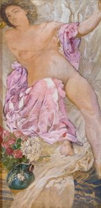 Donna con fiori / donna nuda con rose da Adolfo de Carolis