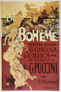 Manifesto de La Bohème di Adolfo Hohenstein per la prima dell