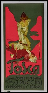 Tosca, manifesto pubblicitario di una rappresentazione da Adolfo Hohenstein