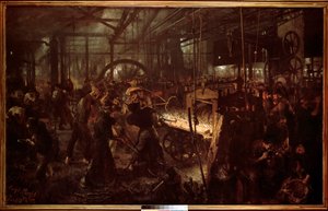 Metallurgia: Il laminatoio, lavoro nella forgia da Adolph Menzel