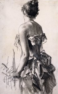Vista posteriore di una donna da Adolph Menzel