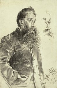 Studio di un uomo con la barba, la mano in tasca, 1885 da Adolph Menzel