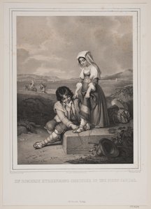 Un pastore romano lega il sandalo di una giovane ragazza da Johan Adolph Kittendorff
