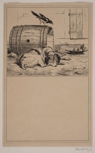 La mangiatoia del cane. N. 8 in Chr. Winther e M. Rørbye, "25 Immagini per bambini piccoli" da Johan Adolph Kittendorff
