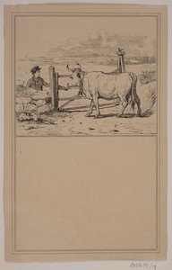 Koen og drengen. Nr. 12 in Chr. Winther og M. Rørbye, "25 Billeder for små børn" da Johan Adolph Kittendorff