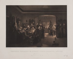 Artisti riuniti la sera nella caffetteria Finck a Monaco. da Johan Adolph Kittendorff