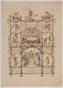 Foglio commemorativo del carnevale degli artisti del 3 marzo 1854 da Johan Adolph Kittendorff
