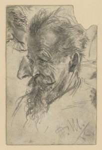 Testa di uomo anziano con pizzetto e relativi dettagli da Adolph Menzel