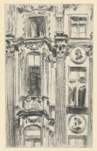 Dettaglio del risalito centrale del Palazzo di Sassonia a Dresda da Adolph Menzel