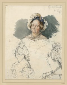 Contessa Alvensleben, nata von der Osten-Sacken. Sotto, due ritratti a mezzo busto. Studio per il dipinto "L