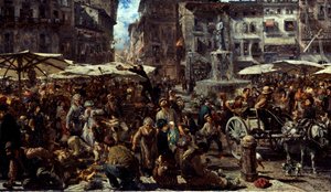 Piazza delle Erbe a Verona da Adolph Menzel