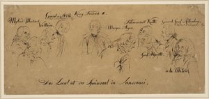 Tavola rotonda: sala da pranzo a Sanssouci, nomi propri da Adolph Menzel