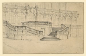Scala che conduce al Salone di Matematica e Fisica nello Zwinger di Dresda da Adolph Menzel