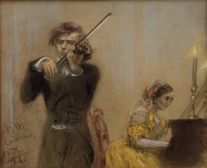 Clara Schumann e Joseph Joachim suonano da Adolph Menzel