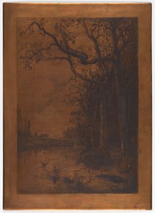 Incisione su rame "Paesaggio con anatre" di Adolphe Appian da Adolphe Appian